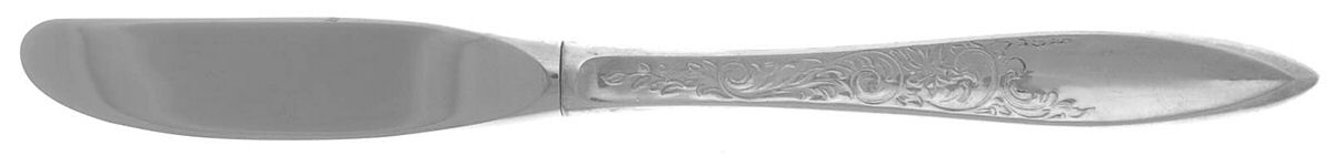 White Paisley (Sterling, 1966) Modern Hollow Butter Spreader (Stainless) by Gorham Silver-1