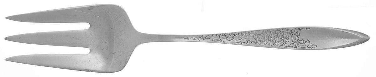 White Paisley (Sterling, 1966) Medium Solid Cold Meat Serving Fork by Gorham Silver-1