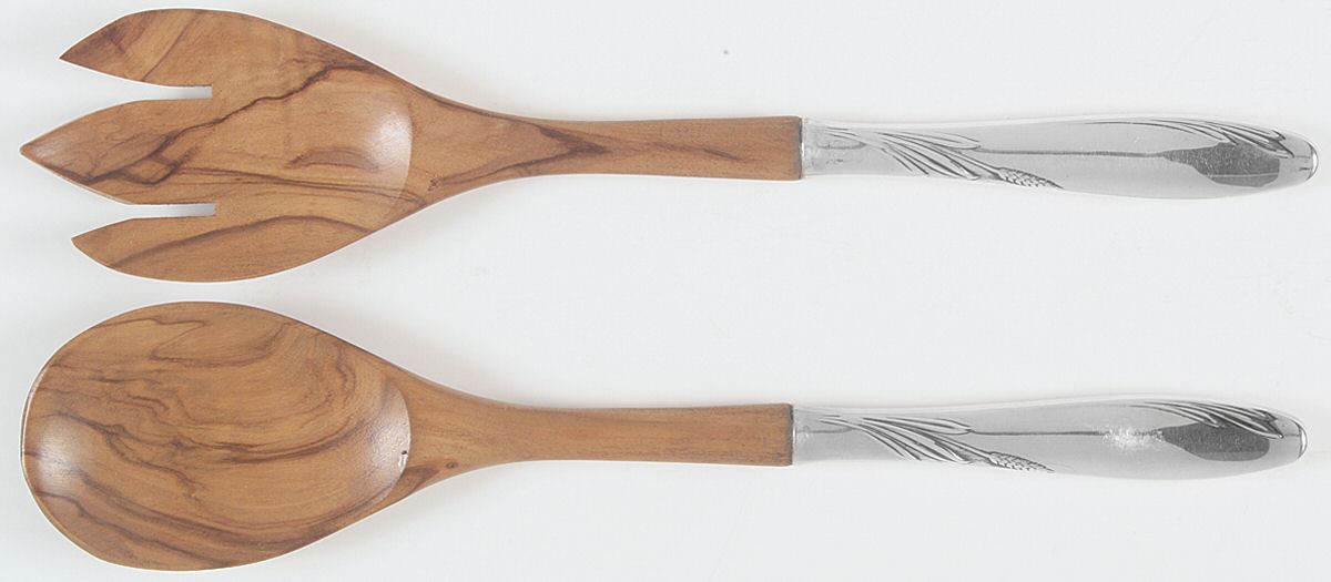 Willow (Sterling, 1954) Wooden Bowl 2-Piece Salad Set by Gorham Silver-1
