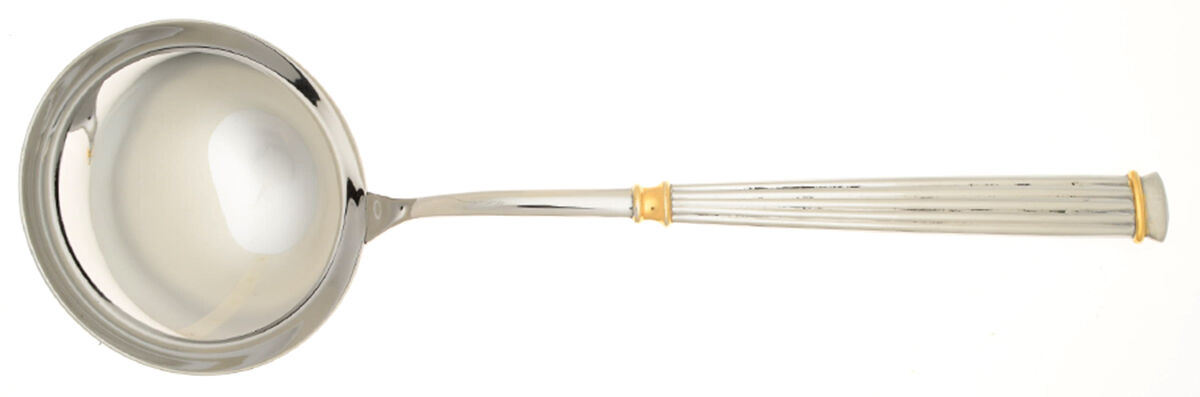 Acropole Dore (Stainless, Gold Acct) Solid Soup Ladle by Guy Degrenne-1