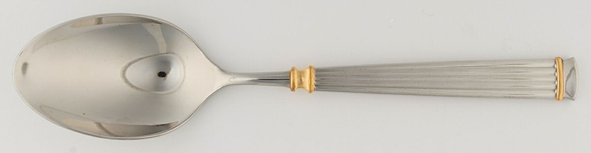 Acropole Dore (Stainless, Gold Acct) Solid Serving Spoon by Guy Degrenne-1