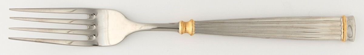 Acropole Dore (Stainless, Gold Acct) Solid Serving Fork by Guy Degrenne-1
