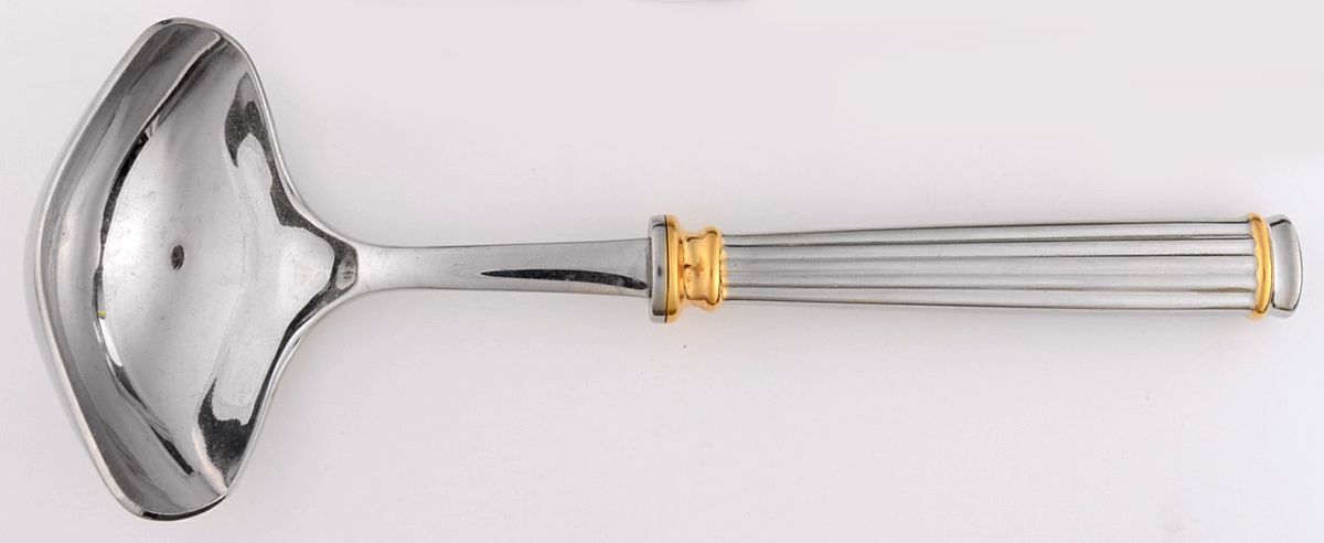 Acropole Dore (Stainless, Gold Acct) Solid Gravy Ladle by Guy Degrenne-1
