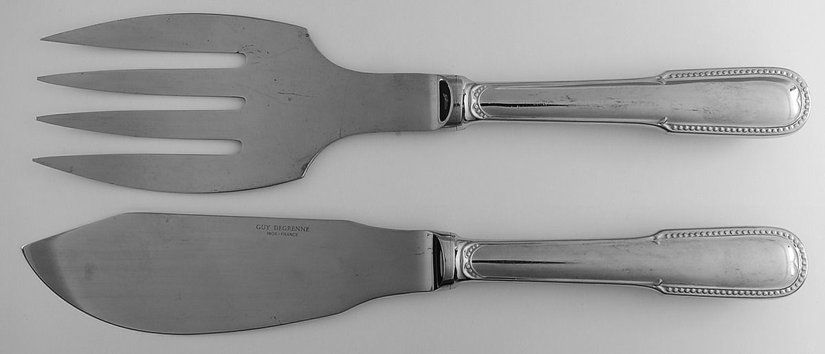 Perles (Stainless) Fish Serving Set Hollow Handle Large 2 Piece by Guy Degrenne-1