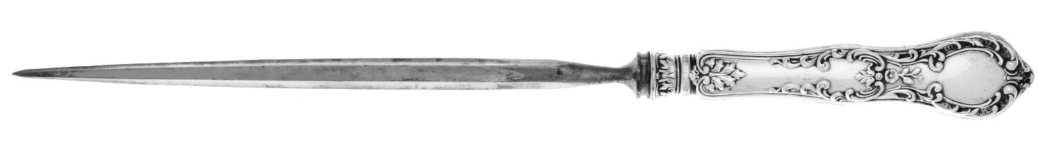 H140 (Sterling) Large Roast Knife Sharpener wSteel Rod by Gorham Silver-1