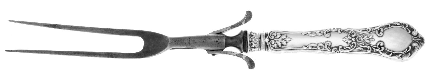 H140 (Sterling) Large Stainless-Prong Roast Carving Fork by Gorham Silver-1