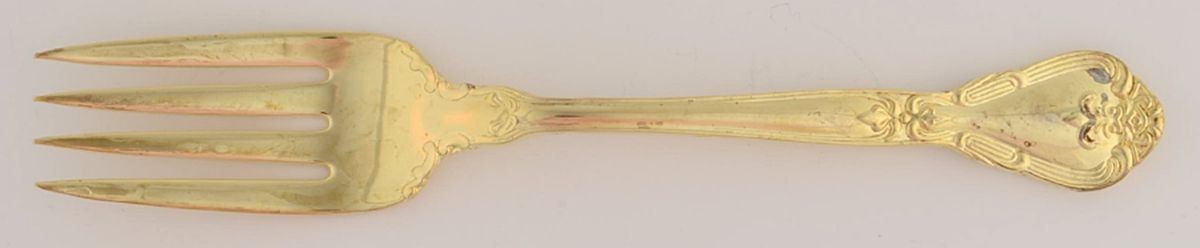 Grand Master (Gold Electroplate) Medium Solid Cold Meat Serving Fork by Godinger-1
