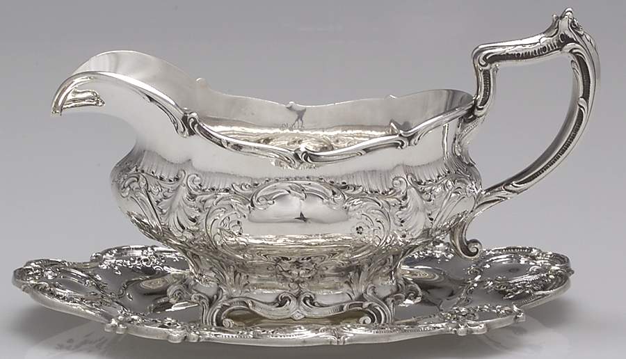 Chantilly-Grand (Sterling Hollowware) Gravy Boat & Underplate by Gorham Silver-1