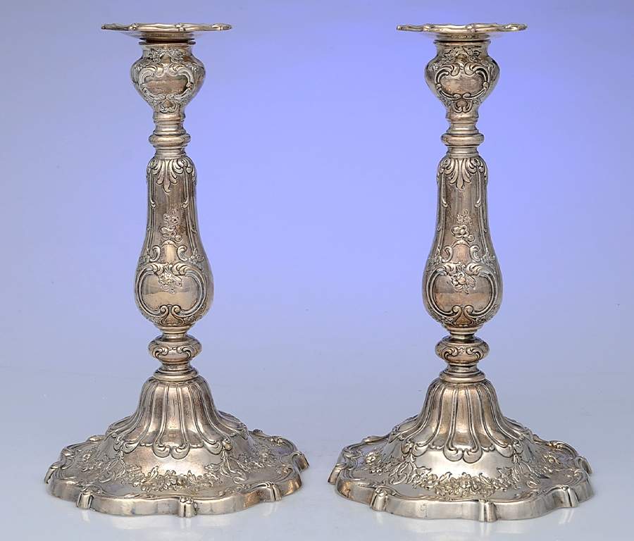 Chantilly-Grand (Sterling Hollowware) Pair of 11" Weighted Candlesticks by Gorham Silver-1