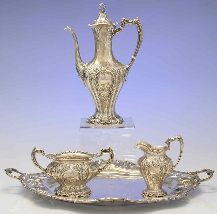 Chantilly-Grand (Sterling Hollowware) 4pc Demi Set (Scpm, Scrm, Ssuom, Wtr15) by Gorham Silver-1