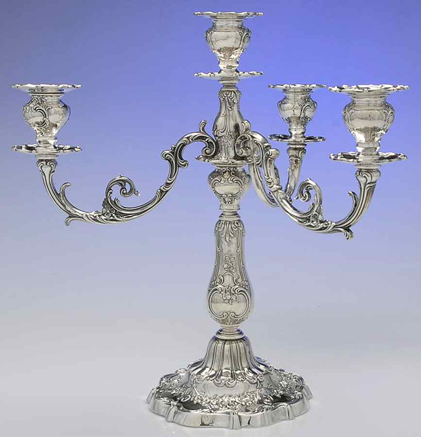 Chantilly-Grand (Sterling Hollowware) Large Weighted 4 Light Candelabra by Gorham Silver-1