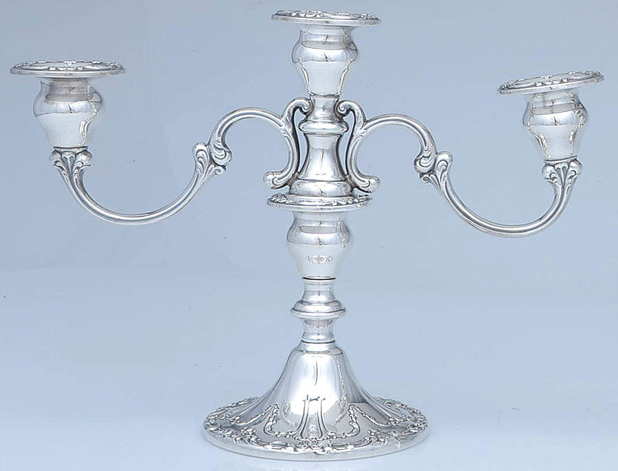 Chantilly-Duchess (Sterling Hollowware) Weighted 3 Light Candelabra by Gorham Silver-1