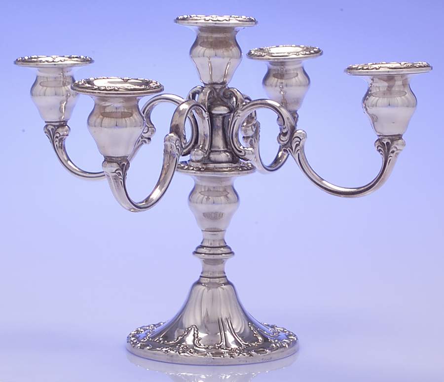 Chantilly-Duchess (Sterling Hollowware) Weighted 5 Light Candelabra by Gorham Silver-1