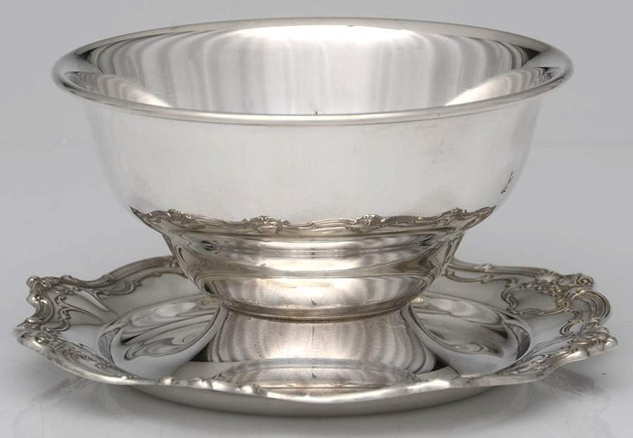 Chantilly-Duchess (Sterling Hollowware) Sterling Gravy Bowl with Attached Underplate by Gorham Silver-1