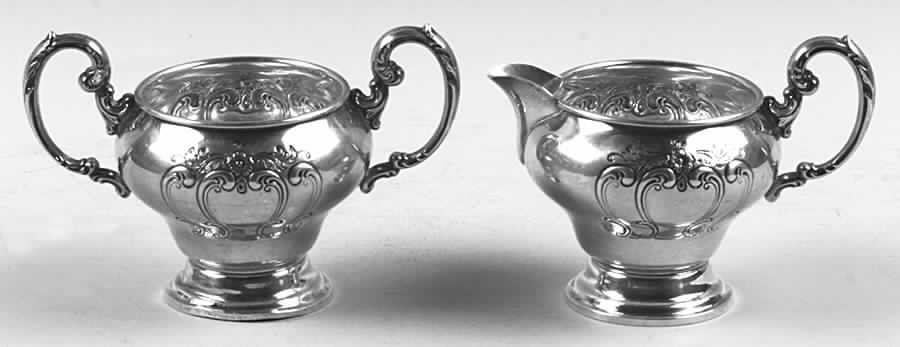 Chantilly-Countess (Sterling Hollowware) Mini Sterling Creamer and Open Sugar by Gorham Silver-1