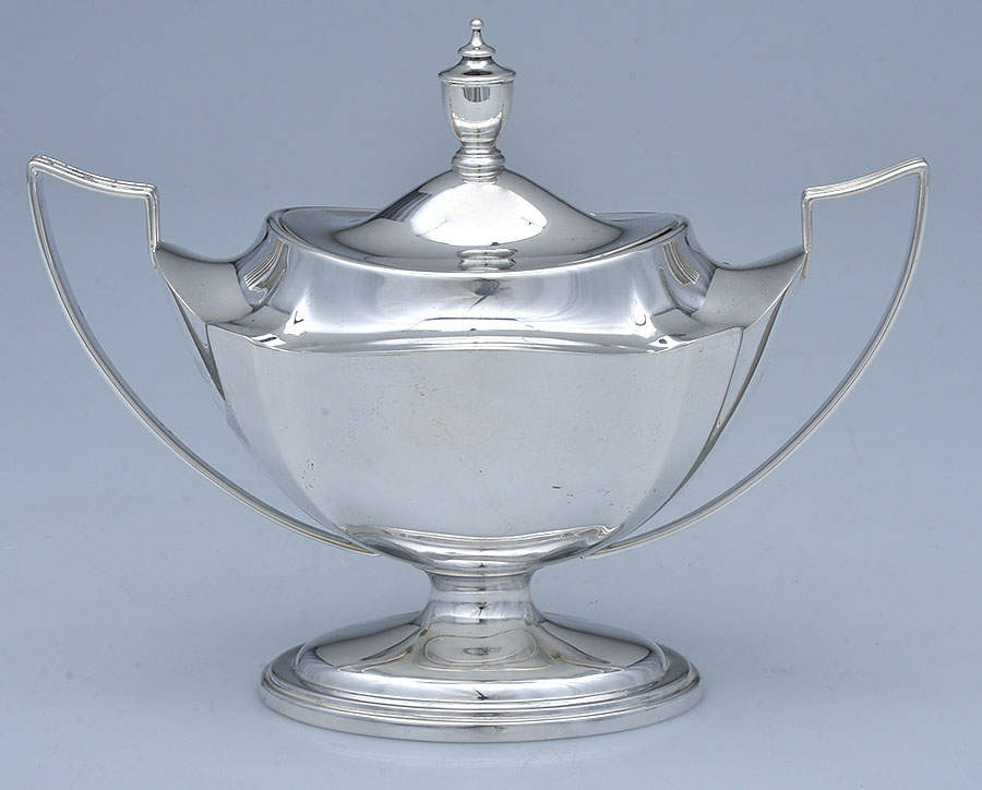 Plymouth-Large (Sterling, Hollowware) Sugar Bowl & Lid by Gorham Silver-1