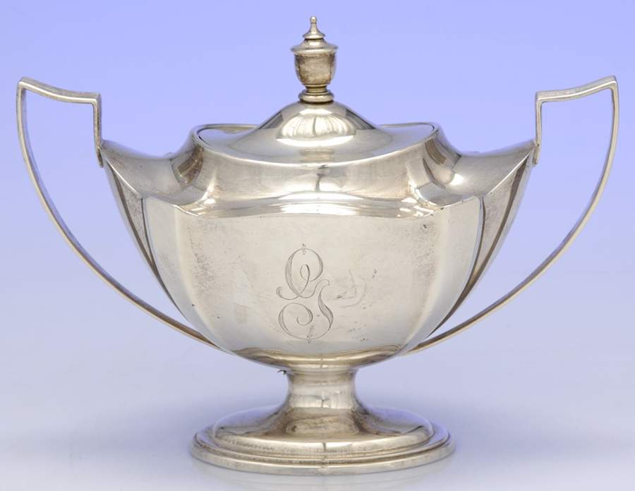 Plymouth-Large (Sterling, Hollowware) Sugar Bowl & Lid by Gorham Silver-1