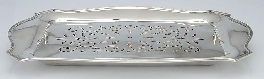 Plymouth-Large (Sterling, Hollowware) (2 Pc)  Asparagus Serving Tray & Strainer by Gorham Silver-1