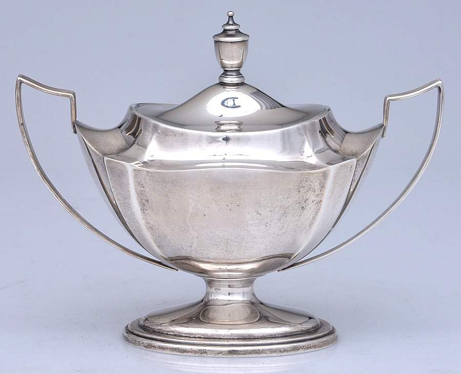 Plymouth-Large (Sterling, Hollowware) Sugar Bowl & Lid by Gorham Silver-1