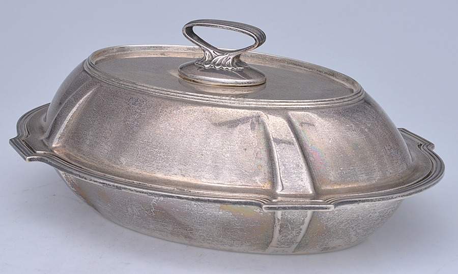 Plymouth-Large (Sterling, Hollowware) (2 Pc) 11" Oval Double Vegetable by Gorham Silver-1