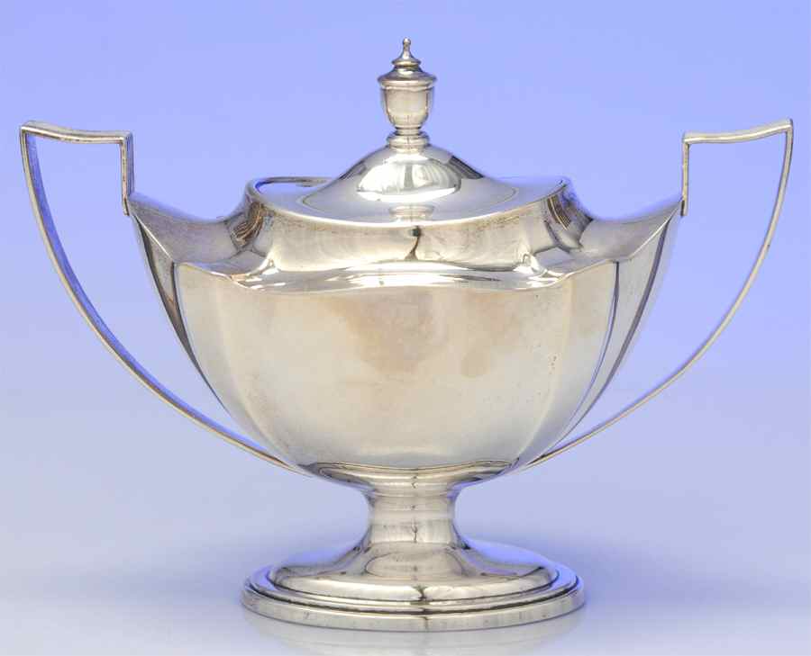 Plymouth-Large (Sterling, Hollowware) Sugar Bowl & Lid by Gorham Silver-1