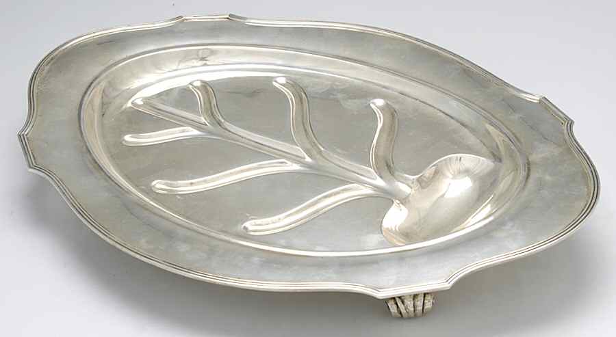 Plymouth-Large (Sterling, Hollowware) 18" Meat Platter with Well by Gorham Silver-1