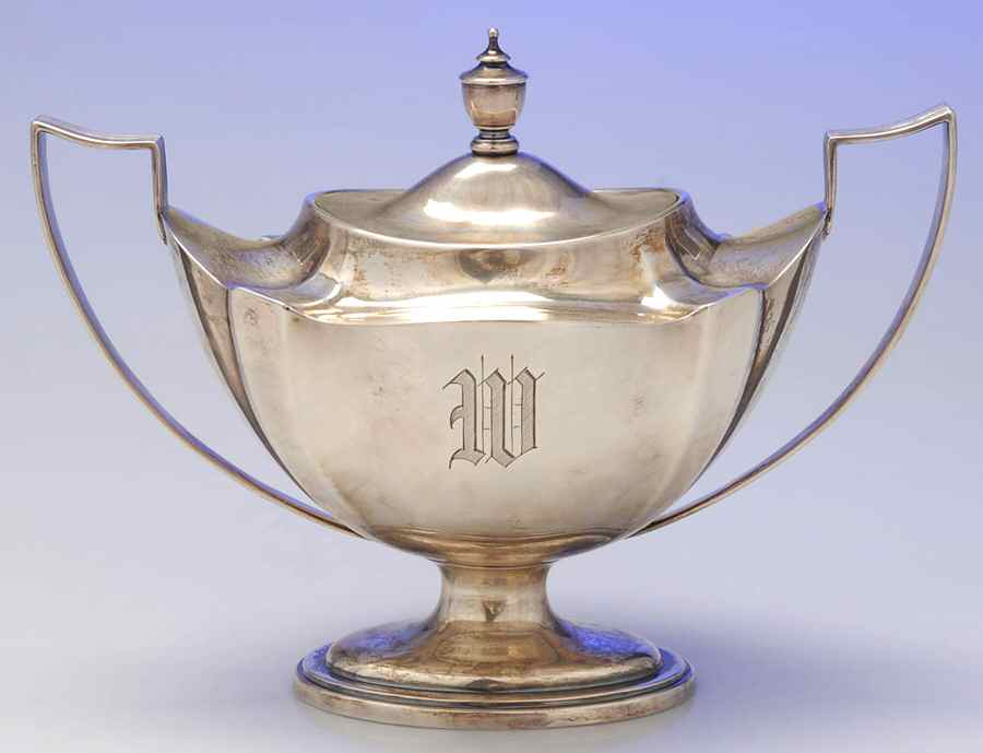 Plymouth-Large (Sterling, Hollowware) Sugar Bowl & Lid by Gorham Silver-1