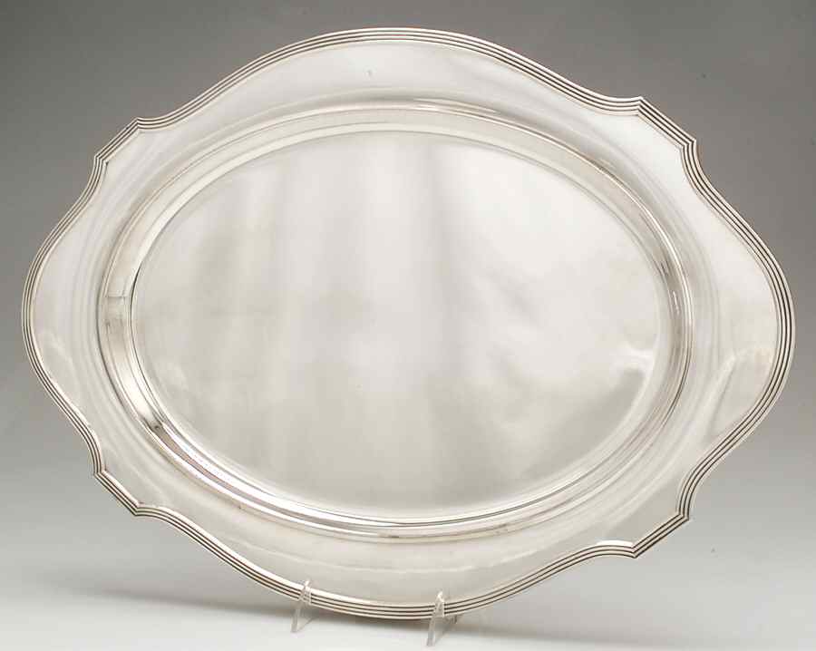 Plymouth-Large (Sterling, Hollowware) Large Sterling Meat Plate No Well by Gorham Silver-1