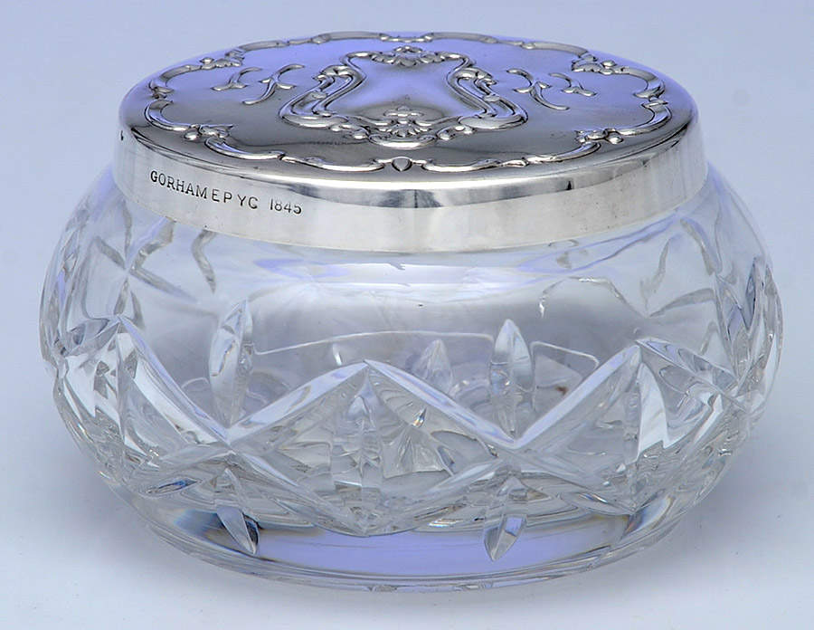 Chantilly (Silverplate, Hollowware, Older) 3" Powder Jar W/Crystal Bowl, Silverplate Lid by Gorham Silver-1