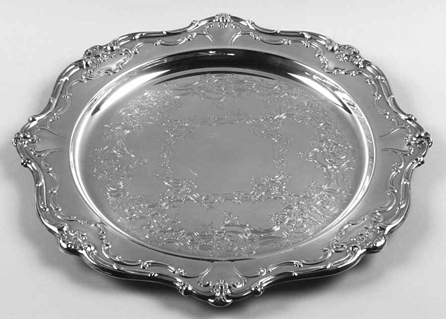 Chantilly (Silverplate, Hollowware, Older) Medium Chased Round Tray by Gorham Silver-1
