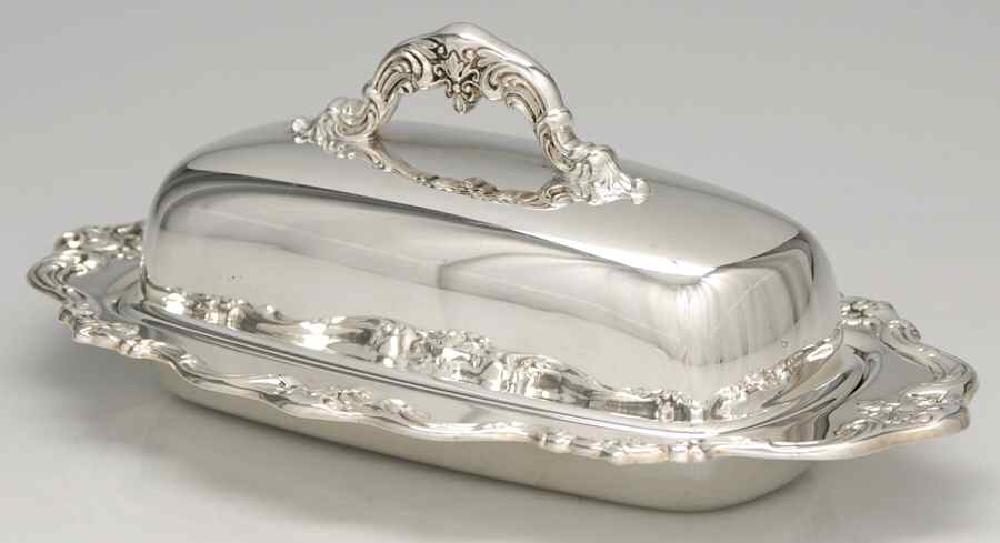 Chantilly (Silverplate, Hollowware, Older) 1/4 Pound Covered Butter & Liner by Gorham Silver-1