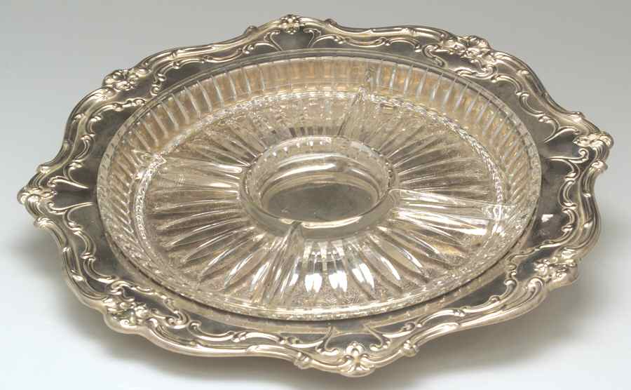 Chantilly (Silverplate, Hollowware, Older) Relish with Glass Liner by Gorham Silver-1
