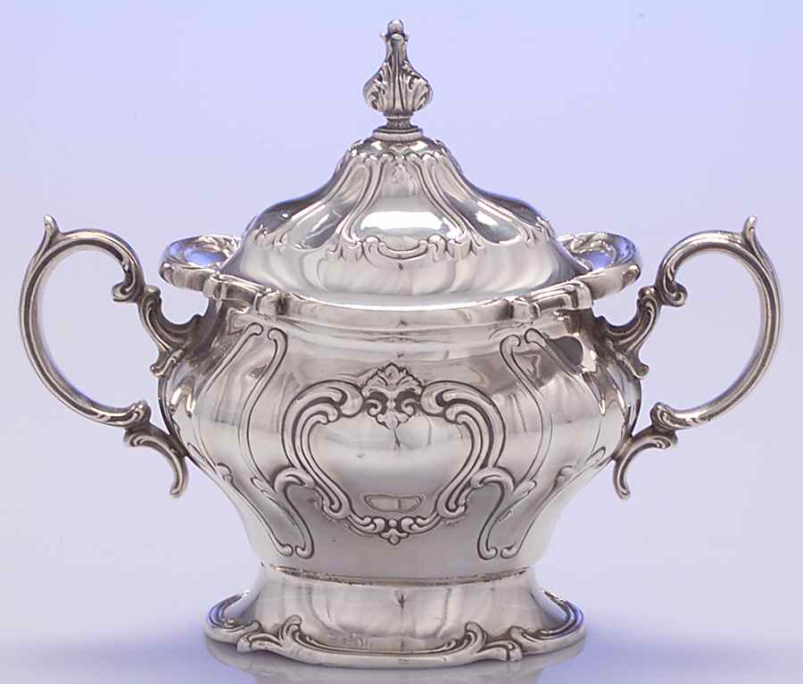 Chantilly (Silverplate, Hollowware, Older) Sugar Bowl & Lid by Gorham Silver-1