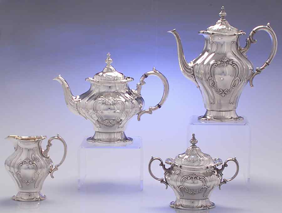 Chantilly (Silverplate, Hollowware, Older) (4 Piece) Silverplate Tea Set by Gorham Silver-1