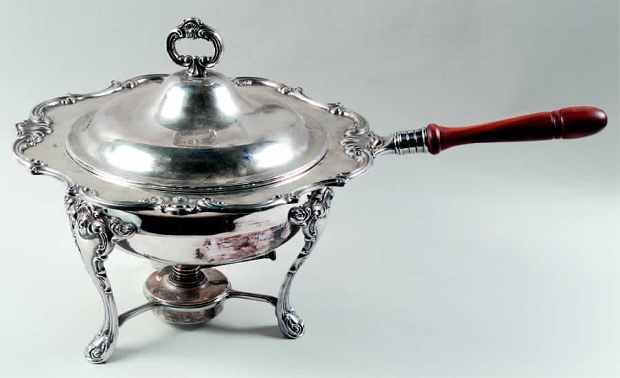 Strasbourg (Silverplate, Hollowware) Chafing Dish W/Lid, Liner, Stand & Burner by Gorham Silver-1