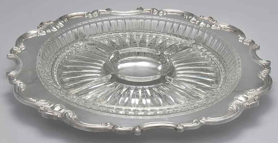Strasbourg (Silverplate, Hollowware) Relish with Glass Liner by Gorham Silver-1