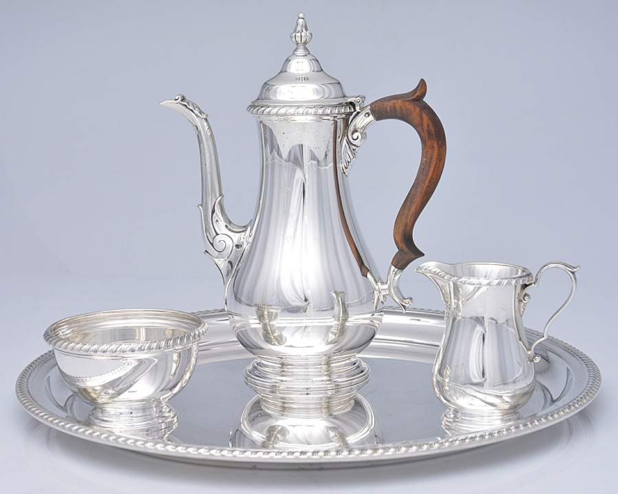 Kensington (Sterling Hollowware) 4 Piece Mini Tea Set (SCPM,SCRM, SSUOM, TRDEM1) by Gorham Silver-1
