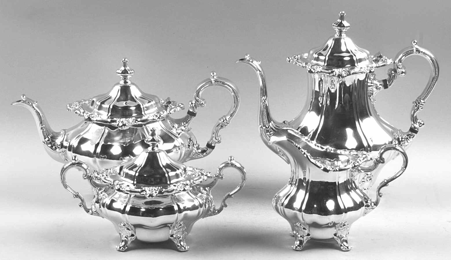 Rosewood (Silverplate, Hollowware) (4 Piece) Silverplate Tea Set by Gorham Silver-1