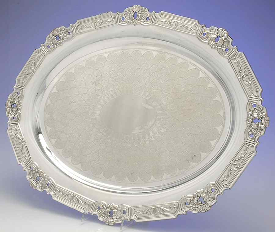 Hispana (Silverplate, Hollowware) Large Silverplate Waiter Tray by Gorham Silver-1