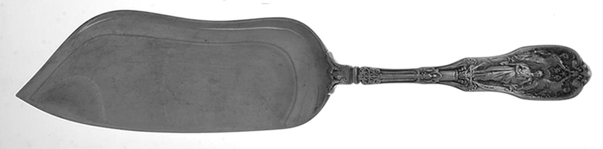 Mythologique (Strl, 1894, Old, BeadBorder, FaceBowl) Large Solid Fish Serving Knife by Gorham Silver-1