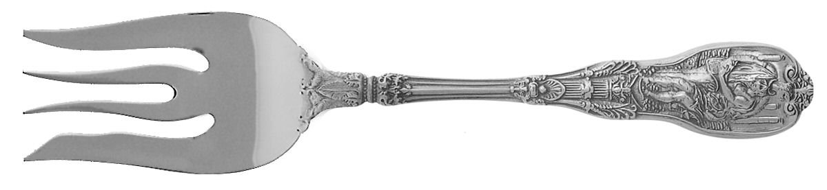 Mythologique (Strl, New, Bead, Face Bowl) Medium Solid Cold Meat Serving Fork by Gorham Silver-1