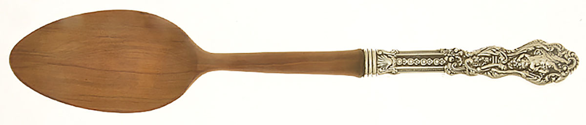 Versailles (Sterling, 1991) Salad Serving Spoon with Wooden Bowl by Gorham Silver-1
