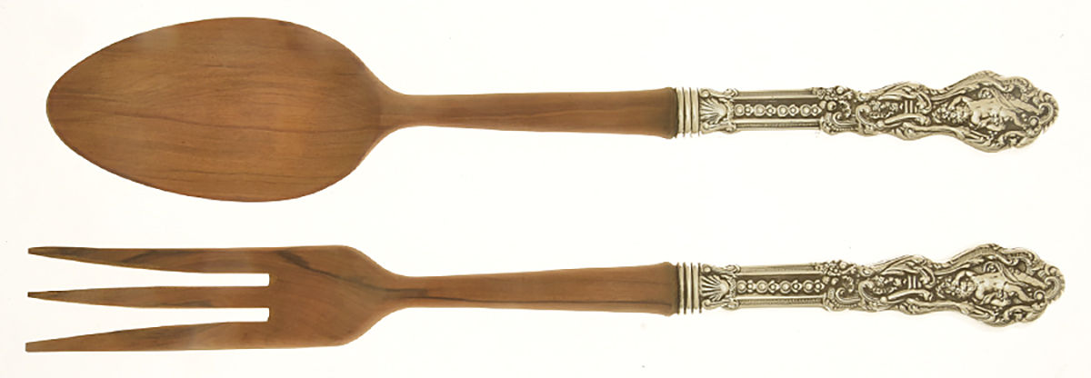 Versailles (Sterling, 1991) Wooden Bowl 2-Piece Salad Set by Gorham Silver-1