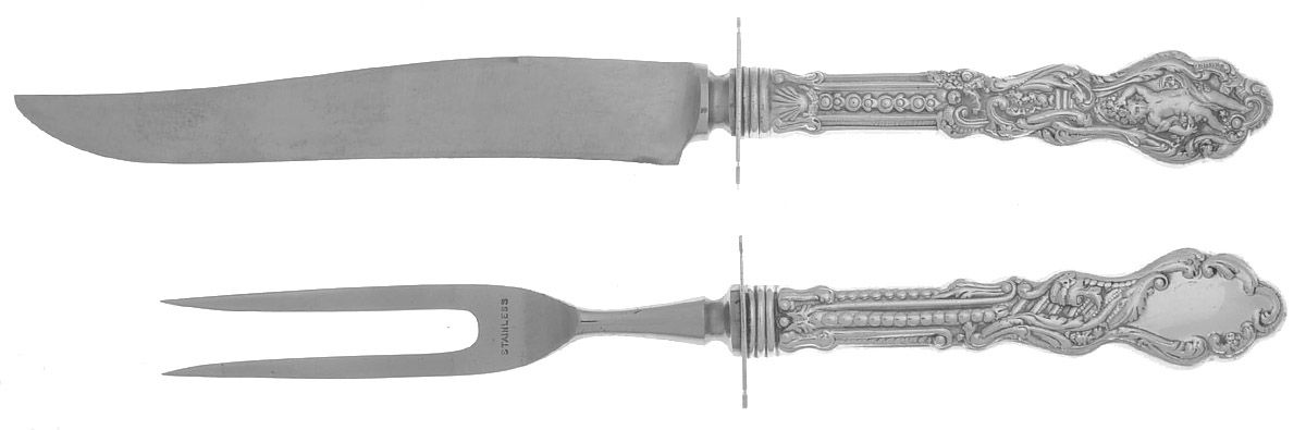Versailles (Sterling, 1991) 2 Piece Small Carving Set W/ Sterling Guard by Gorham Silver-1