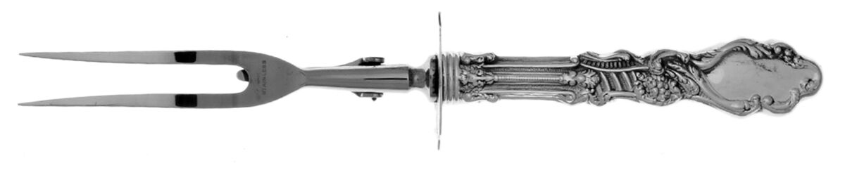 Versailles (Sterling, 1991) Lg Carving/Roast Fork-Stn Prong w/Sterling Guard by Gorham Silver-1