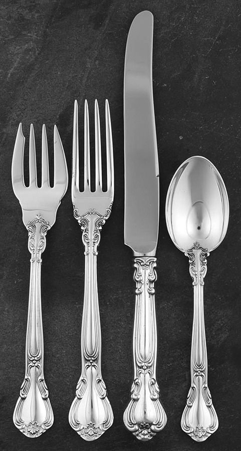 Chantilly (Sterling, 1950, "Gorham", No Monograms) 4 Piece Place Size Setting by Gorham Silver-1