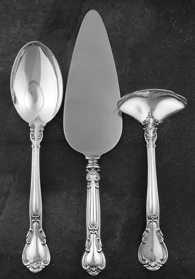 Chantilly (Sterling, 1950, "Gorham", No Monograms) 3 Piece Completer Set by Gorham Silver-1