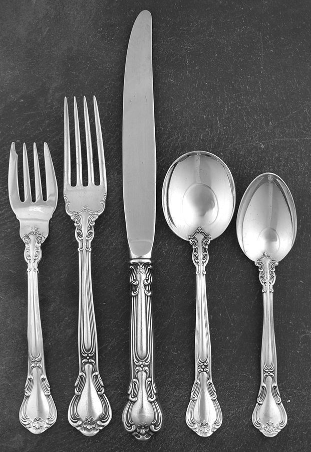 Chantilly (Sterling, 1950, "Gorham", No Monograms) 5 Piece Dinner Size Setting by Gorham Silver-1