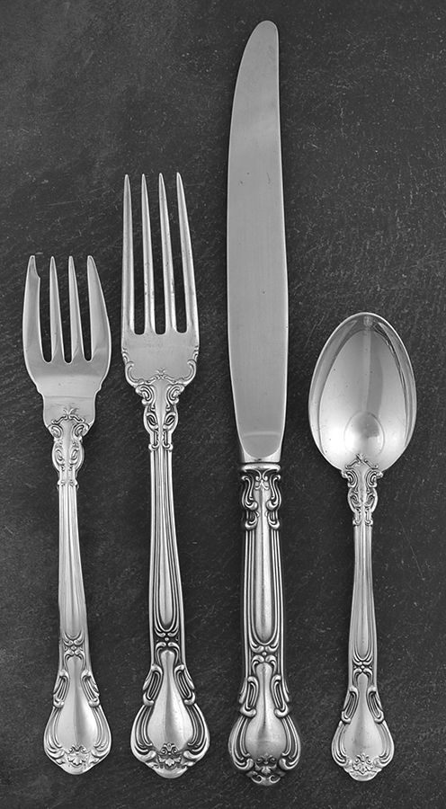 Chantilly (Sterling, 1950, "Gorham", No Monograms) 4 Piece Dinner Size Setting by Gorham Silver-1