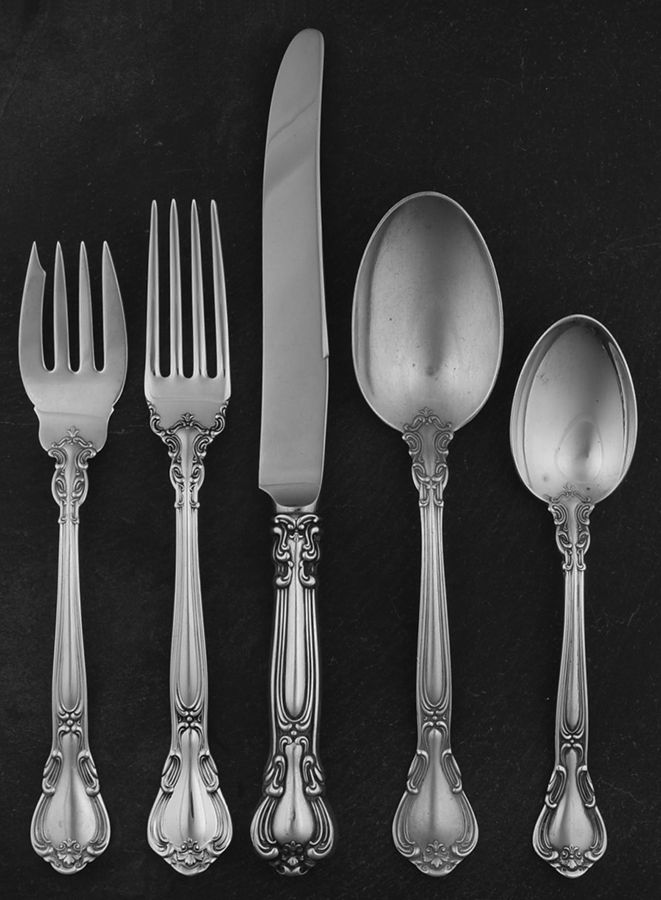 Chantilly (Sterling, 1950, "Gorham", No Monograms) 40  Piece Estate Set by Gorham Silver-1